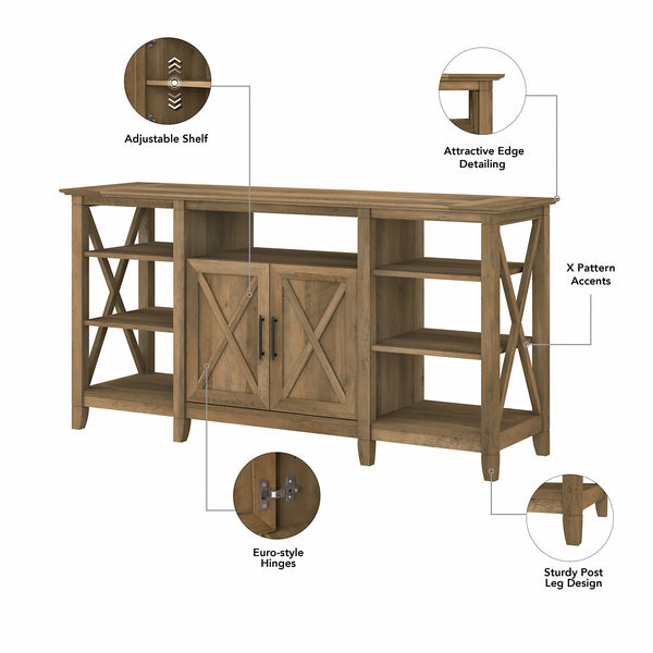 Bush Furniture Key West Tall TV Stand with Set of 2 Bookcases | Reclaimed Pine