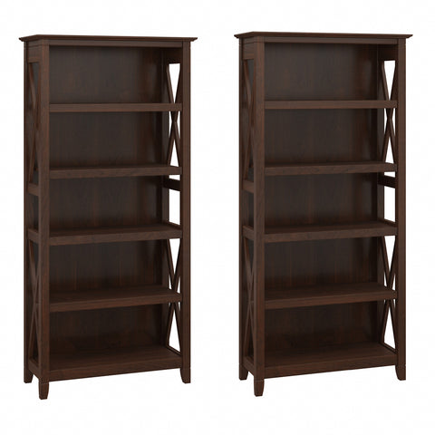 Bush Furniture Key West 5 Shelf Bookcase Set | Bing Cherry