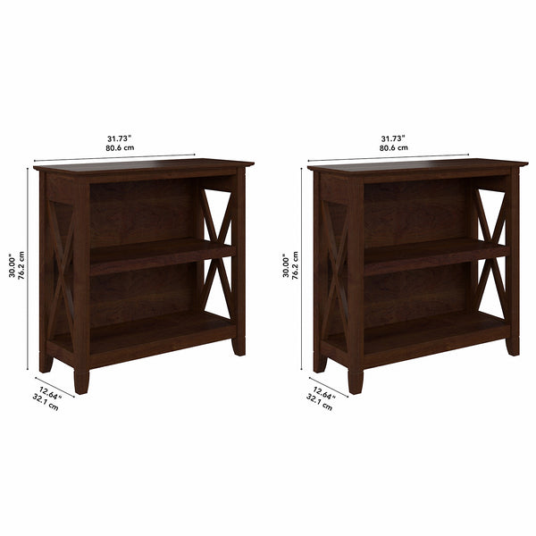 Bush Furniture Key West Small 2 Shelf Bookcase - Set of 2 | Bing Cherry