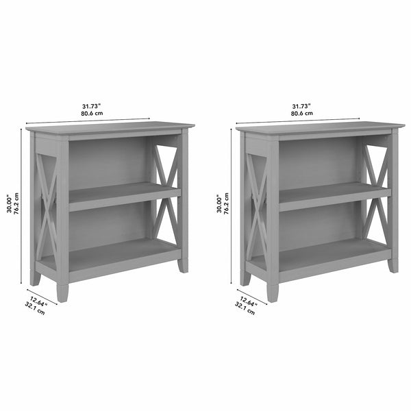 Bush Furniture Key West Small 2 Shelf Bookcase - Set of 2 | Cape Cod Gray
