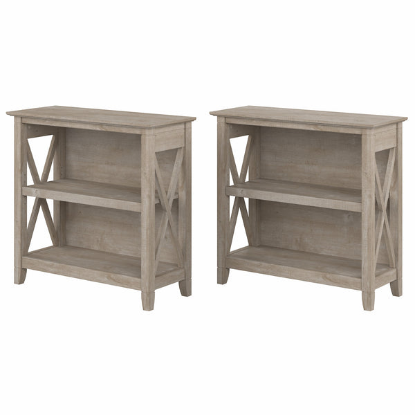 Bush Furniture Key West Small 2 Shelf Bookcase - Set of 2 | Washed Gray