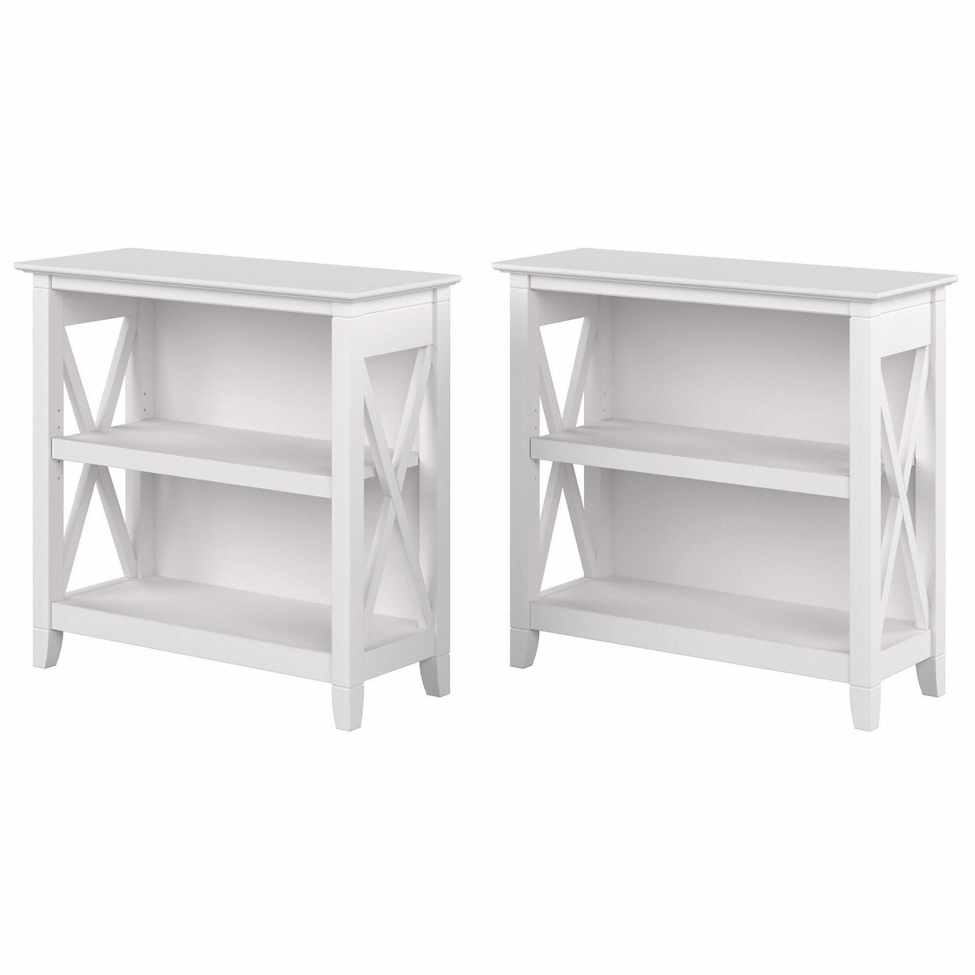 Bush Furniture Key West Small 2 Shelf Bookcase - Set of 2 | Pure White Oak
