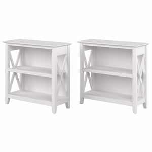 Bush Furniture Key West Small 2 Shelf Bookcase - Set of 2 | Pure White Oak