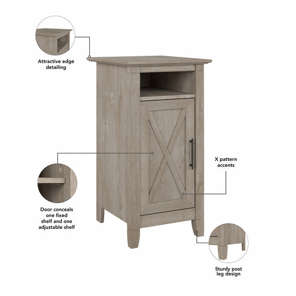 Bush Furniture Key West Small Storage Cabinet with Door | Washed Gray