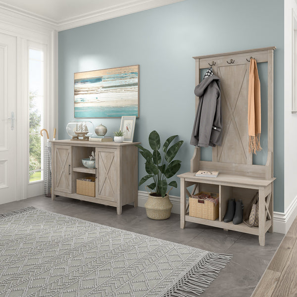 Bush Furniture Key West Accent Cabinet with Doors | Washed Gray