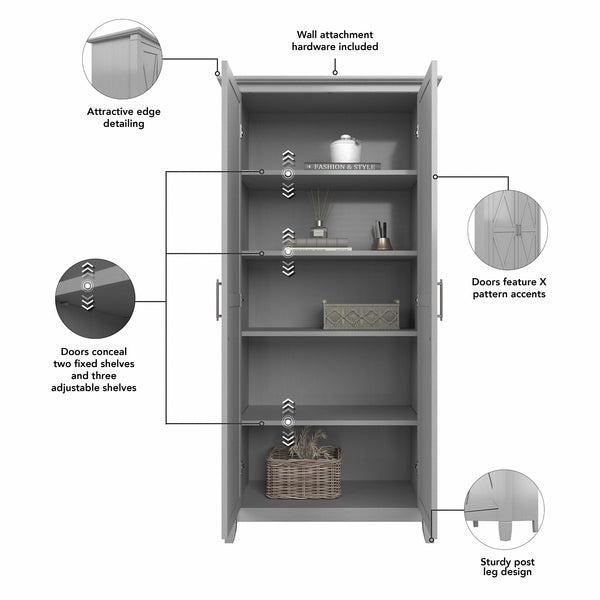 Bush Furniture Key West Kitchen Pantry Cabinet | Cape Cod Gray