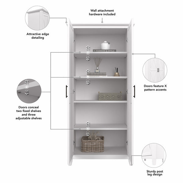 Bush Furniture Key West Kitchen Pantry Cabinet | Pure White Oak