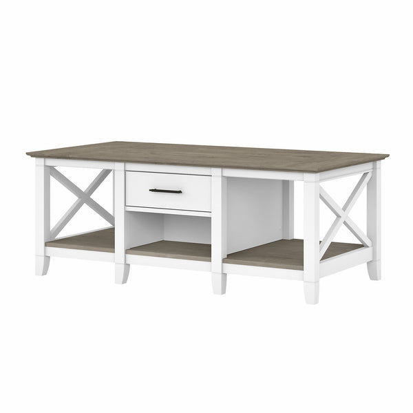 Bush Furniture Key West Coffee Table with Storage | Shiplap Gray/Pure White
