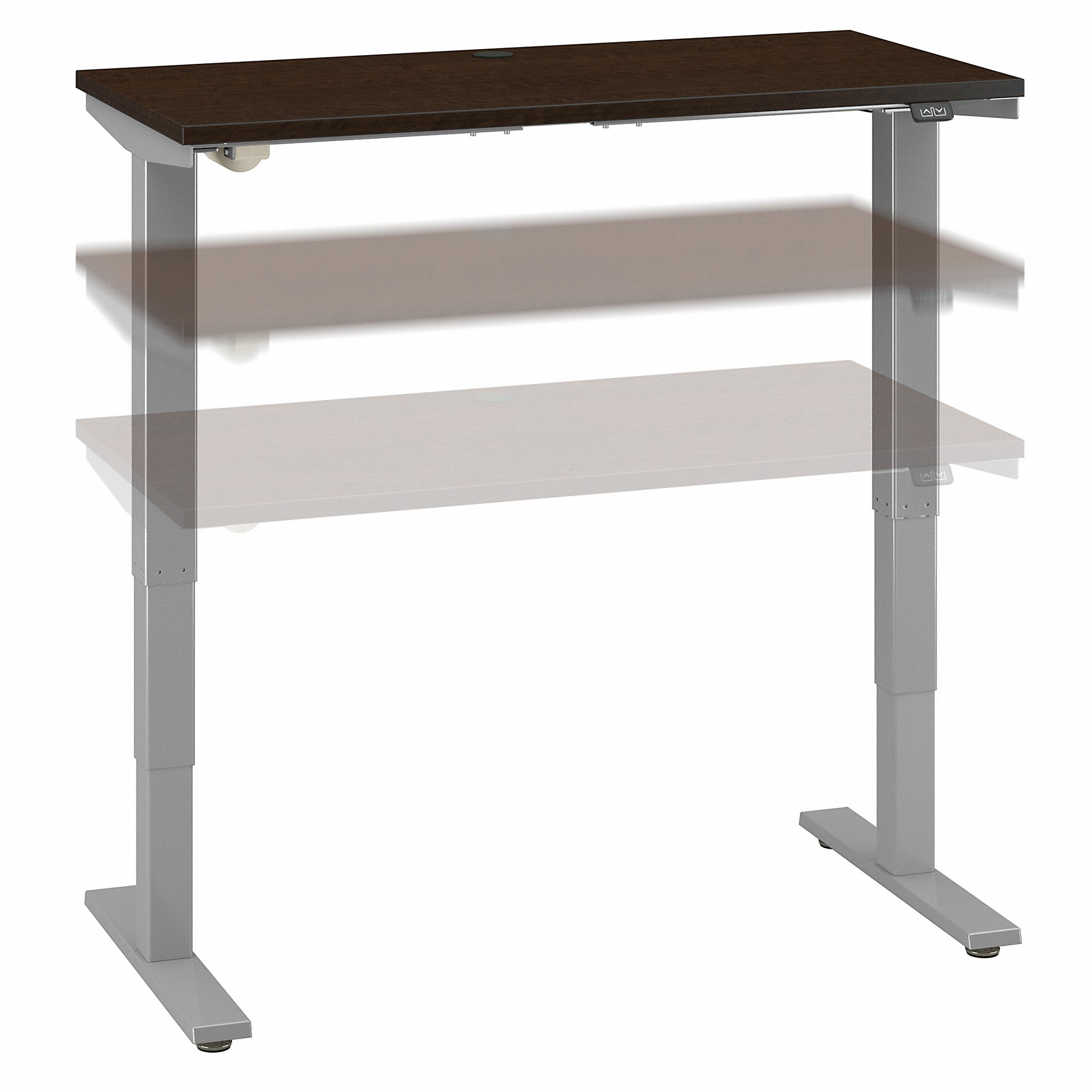 Move 40 Series by Bush Business Furniture 48W x 24D Electric Height Adjustable Standing Desk | Mocha Cherry/Cool Gray Metallic