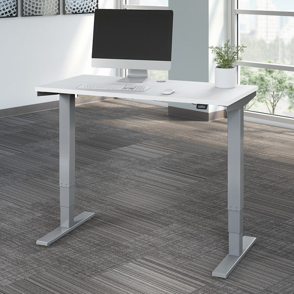 Move 40 Series by Bush Business Furniture 48W x 24D Electric Height Adjustable Standing Desk | White/Cool Gray Metallic