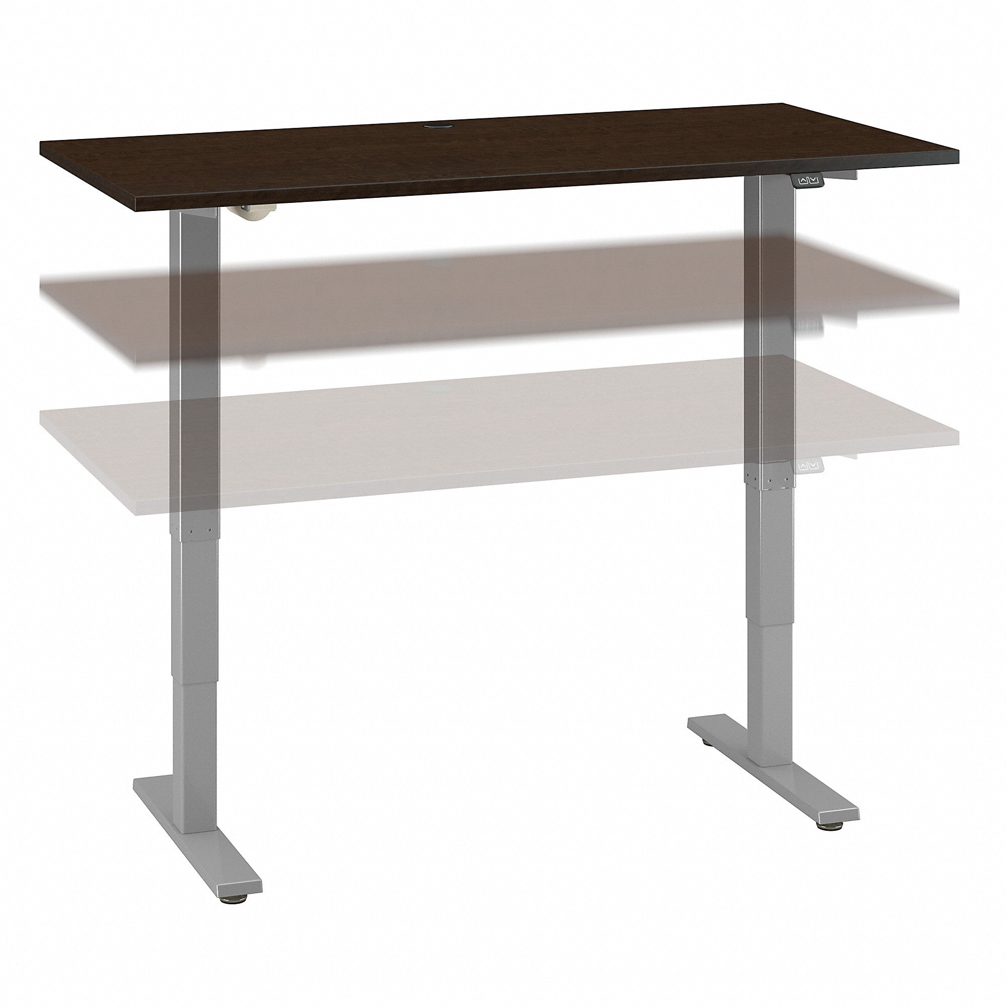 Move 40 Series by Bush Business Furniture 60W x 30D Electric Height Adjustable Standing Desk | Mocha Cherry/Cool Gray Metallic