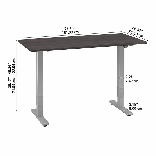 Move 40 Series by Bush Business Furniture 60W x 30D Electric Height Adjustable Standing Desk | Storm Gray/Cool Gray Metallic