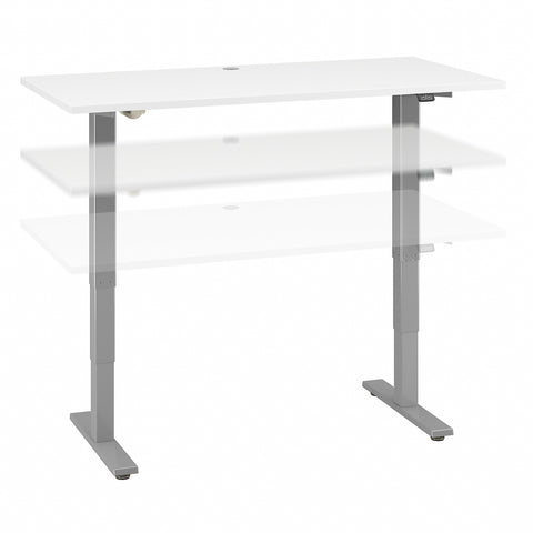 Move 40 Series by Bush Business Furniture 60W x 30D Electric Height Adjustable Standing Desk | White/Cool Gray Metallic