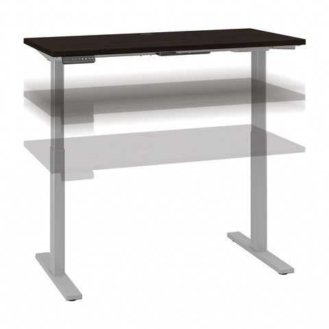 Move 60 Series by Bush Business Furniture 48W x 24D Electric Height Adjustable Standing Desk | Black Walnut/Cool Gray Metallic