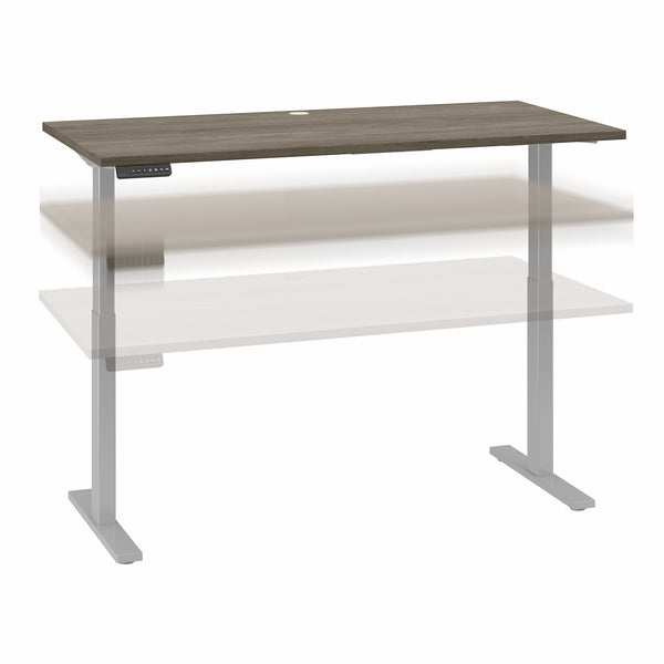 Move 60 Series by Bush Business Furniture 60W x 30D Electric Height Adjustable Standing Desk | Modern Hickory/Cool Gray Metallic