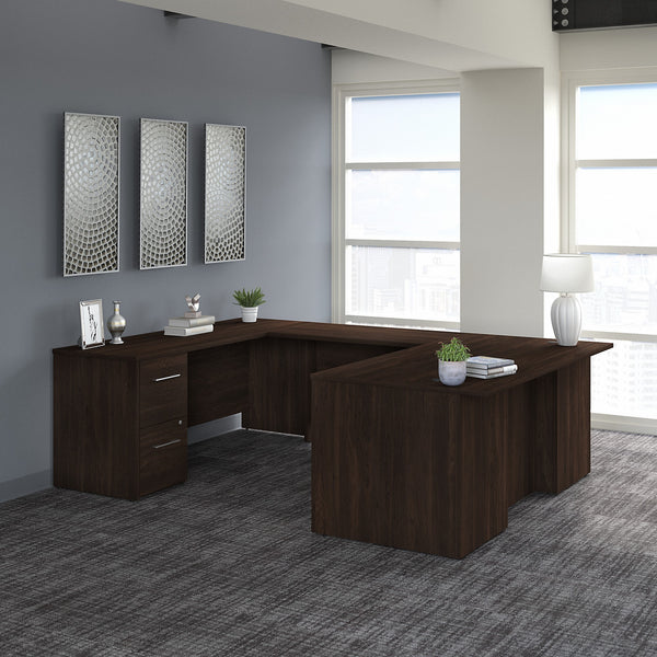 Bush Business Furniture Office 500 72W U Shaped Executive Desk with Drawers | Black Walnut