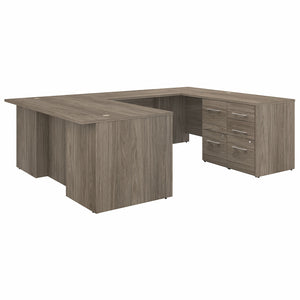 Bush Business Furniture Office 500 72W U Shaped Executive Desk with Drawers | Modern Hickory