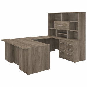 Bush Business Furniture Office 500 72W U Shaped Executive Desk with Drawers and Hutch | Modern Hickory
