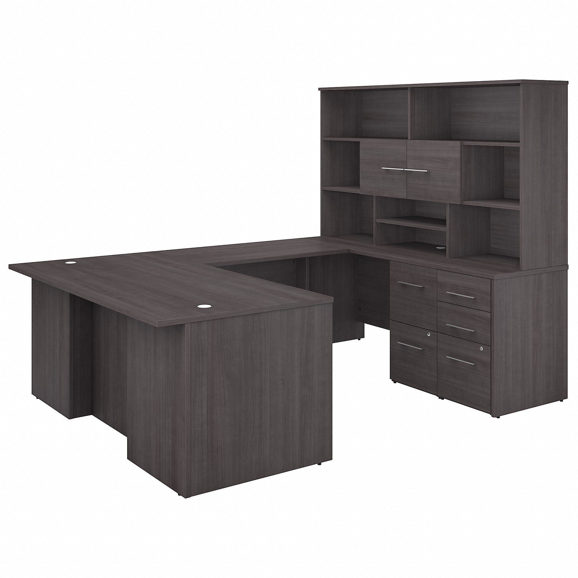 Bush Business Furniture Office 500 72W U Shaped Executive Desk with Drawers and Hutch | Storm Gray