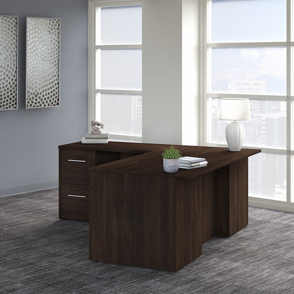 Bush Business Furniture Office 500 72W L Shaped Executive Desk with Drawers | Black Walnut