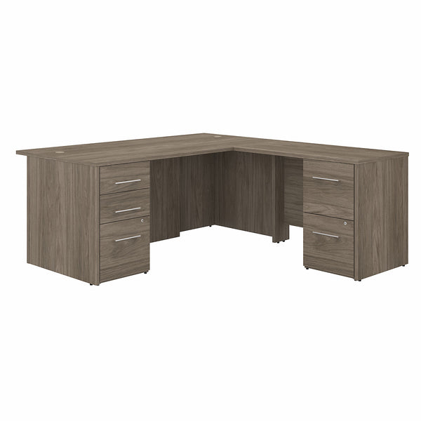Bush Business Furniture Office 500 72W L Shaped Executive Desk with Drawers | Modern Hickory