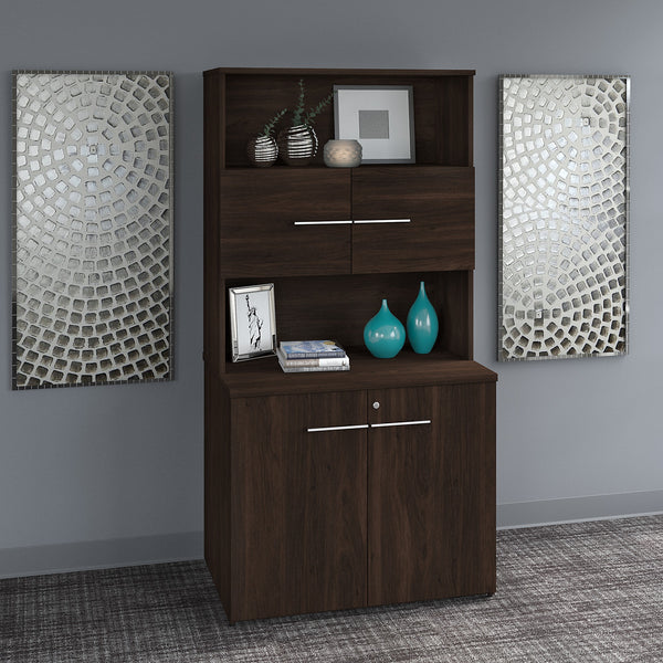 Bush Business Furniture Office 500 36W Tall Storage Cabinet with Doors and Shelves | Black Walnut