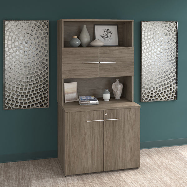 Bush Business Furniture Office 500 36W Tall Storage Cabinet with Doors and Shelves | Modern Hickory