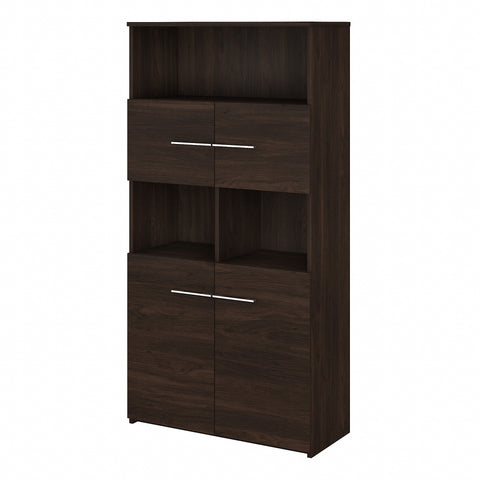 Bush Business Furniture Office 500 5 Shelf Bookcase with Doors | Black Walnut