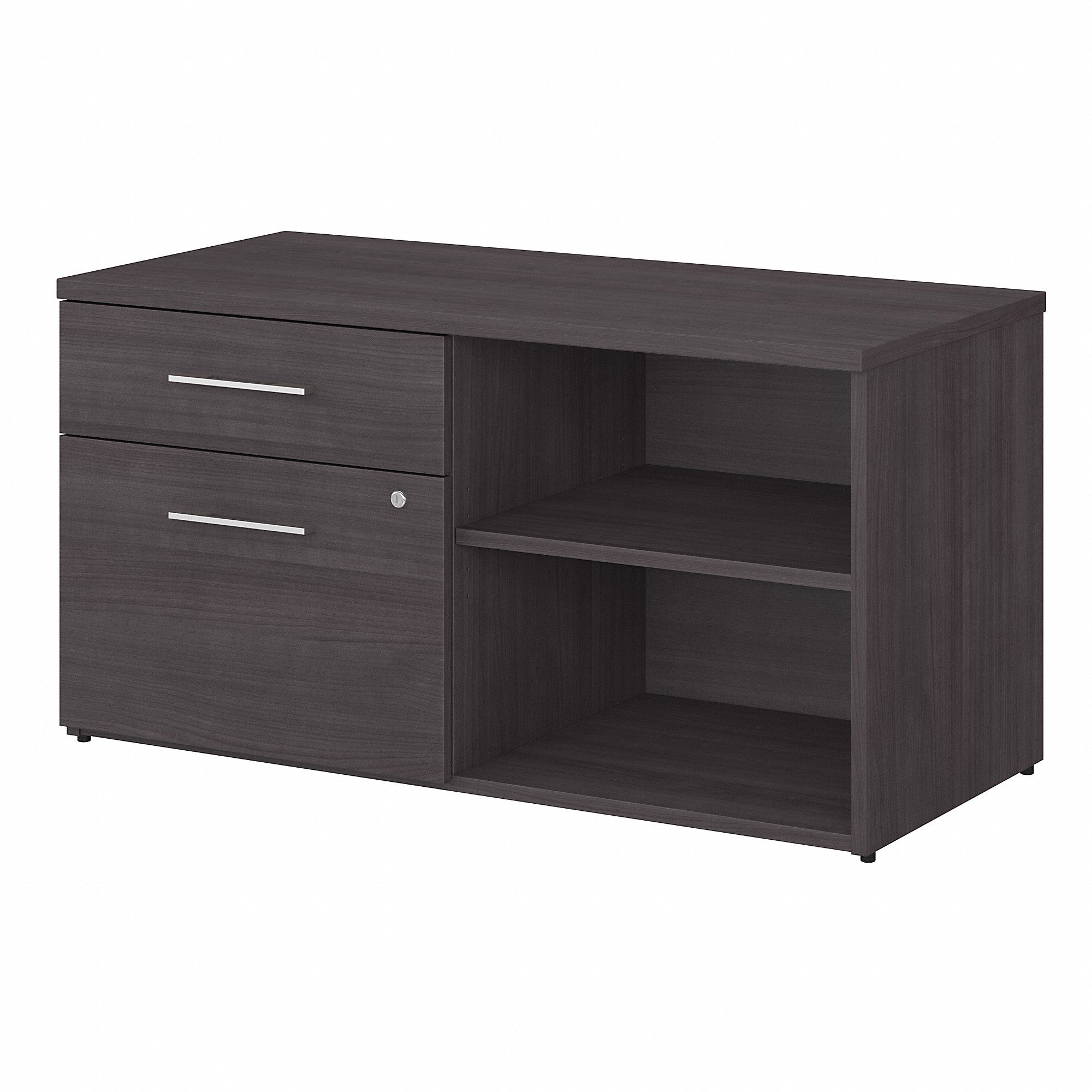 Bush Business Furniture Office 500 Low Storage Cabinet with Drawers and Shelves | Storm Gray