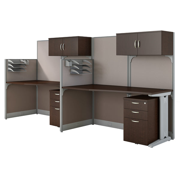 Bush Business Furniture Office in an Hour 2 Person Cubicle Workstations | Mocha Cherry