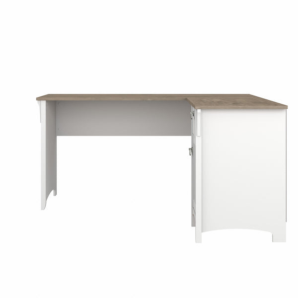 Bush Furniture Salinas 60W L Shaped Desk with Storage | Shiplap Gray/Pure White