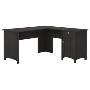 Bush Furniture Salinas 60W L Shaped Desk with Storage | Vintage Black