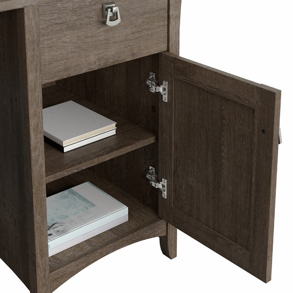 Bush Furniture Salinas 60W L Shaped Desk with Hutch | Ash Brown