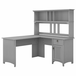 Bush Furniture Salinas 60W L Shaped Desk with Hutch | Cape Cod Gray