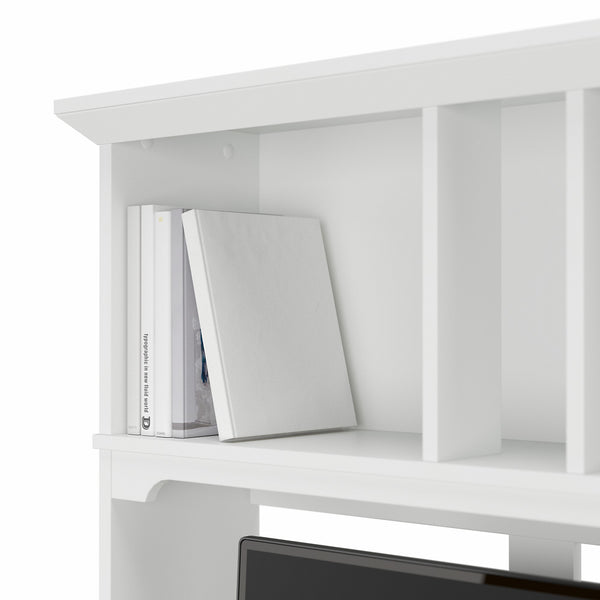 Bush Furniture Salinas 60W L Shaped Desk with Hutch | Shiplap Gray/Pure White