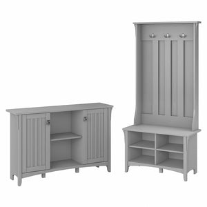 Bush Furniture Salinas Entryway Storage Set with Hall Tree, Shoe Bench and Accent Cabinet | Cape Cod Gray