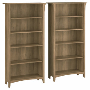 Bush Furniture Salinas Tall 5 Shelf Bookcase - Set of 2 | Reclaimed Pine
