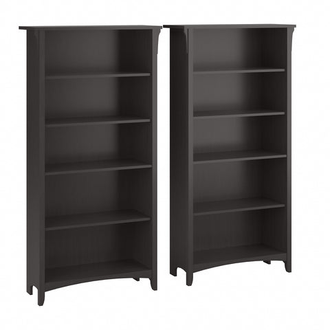 Bush Furniture Salinas Tall 5 Shelf Bookcase - Set of 2 | Vintage Black