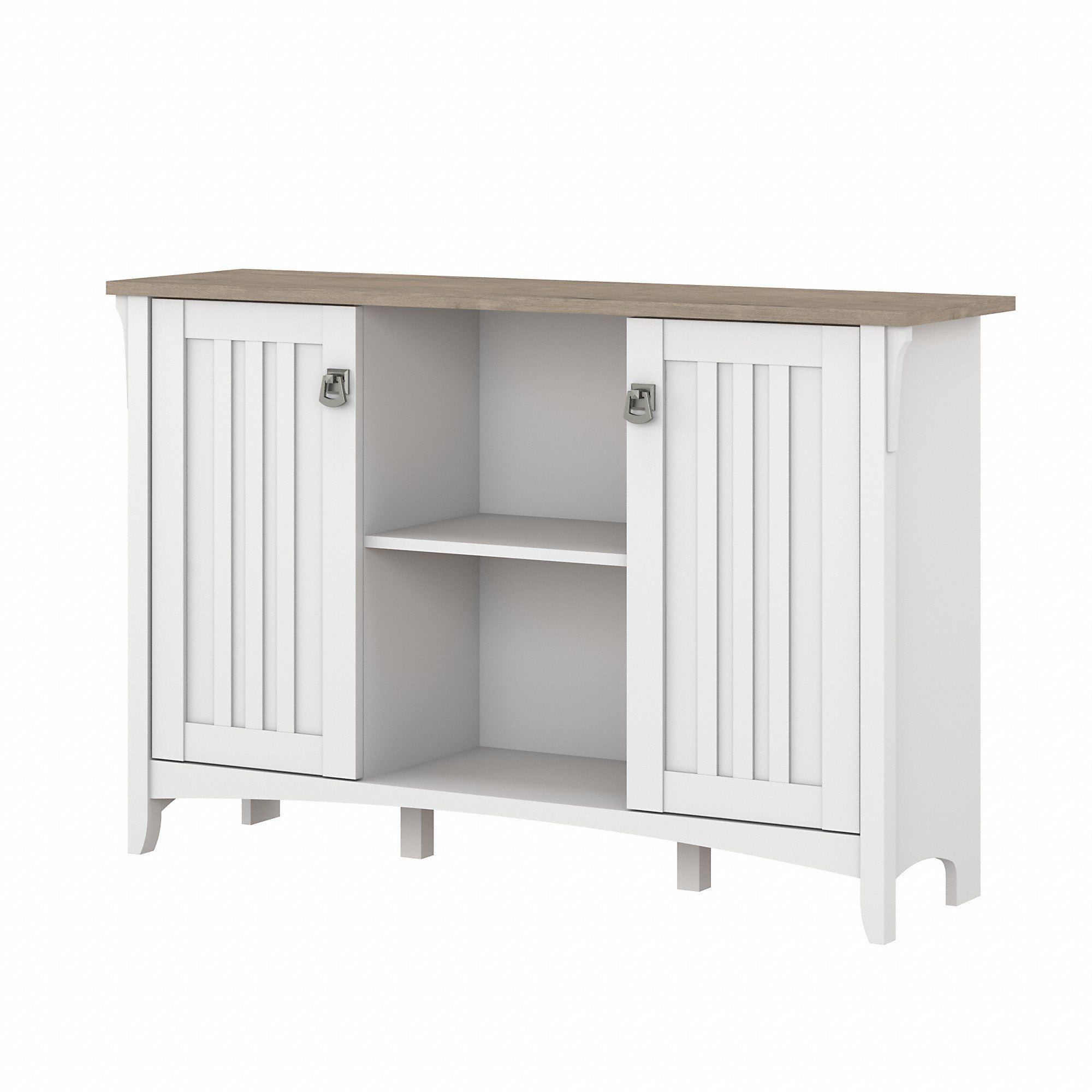 Bush Furniture Salinas Accent Storage Cabinet with Doors | Shiplap Gray/Pure White
