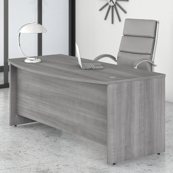 Bush Business Furniture Studio C 72W x 36D Bow Front Desk | Platinum Gray