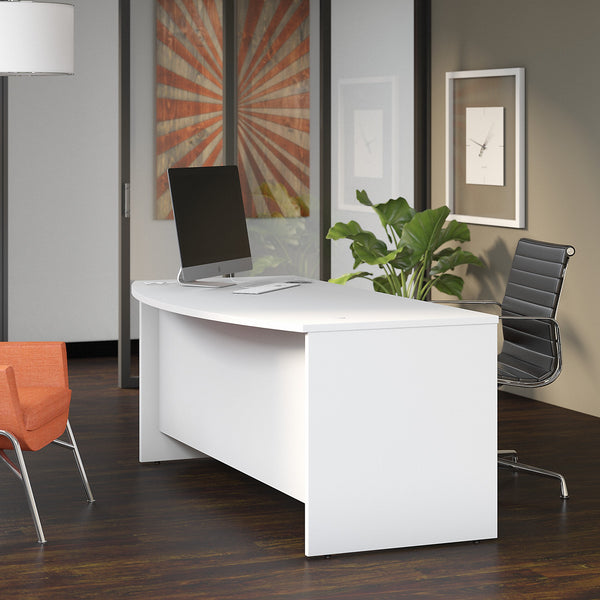 Bush Business Furniture Studio C 72W x 36D Bow Front Desk | White