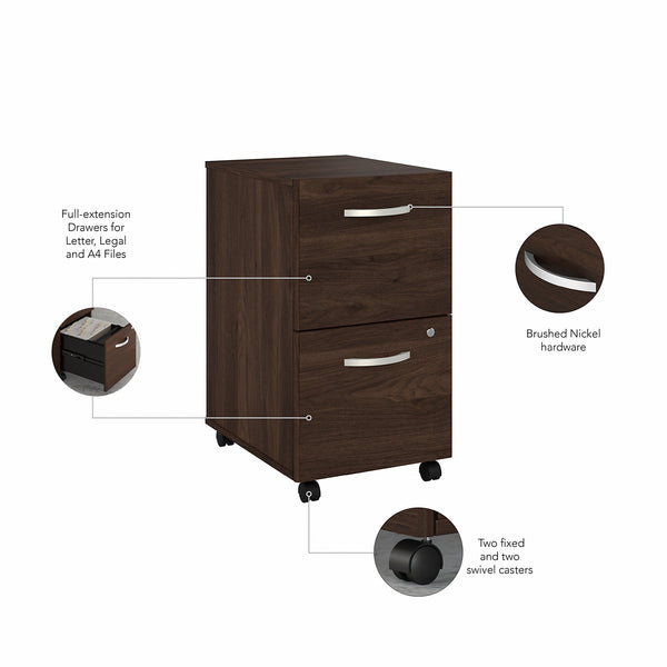 Bush Business Furniture Studio C 2 Drawer Mobile File Cabinet | Black Walnut