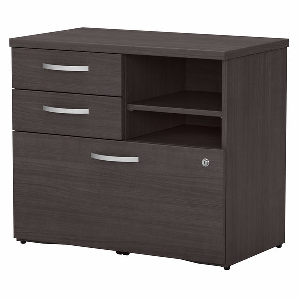 Bush Business Furniture Studio C Office Storage Cabinet with Drawers and Shelves | Storm Gray/Storm Gray