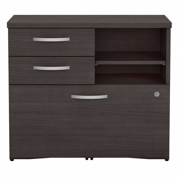 Bush Business Furniture Studio C Office Storage Cabinet with Drawers and Shelves | Storm Gray/Storm Gray