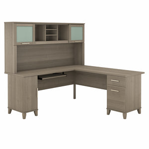 Bush Furniture Somerset 72W L Shaped Desk with Hutch | Ash Gray