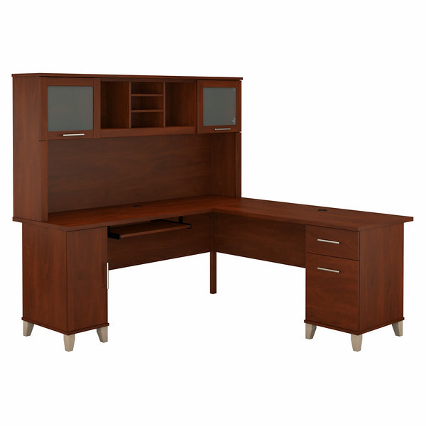 Bush Furniture Somerset 72W L Shaped Desk with Hutch | Hansen Cherry