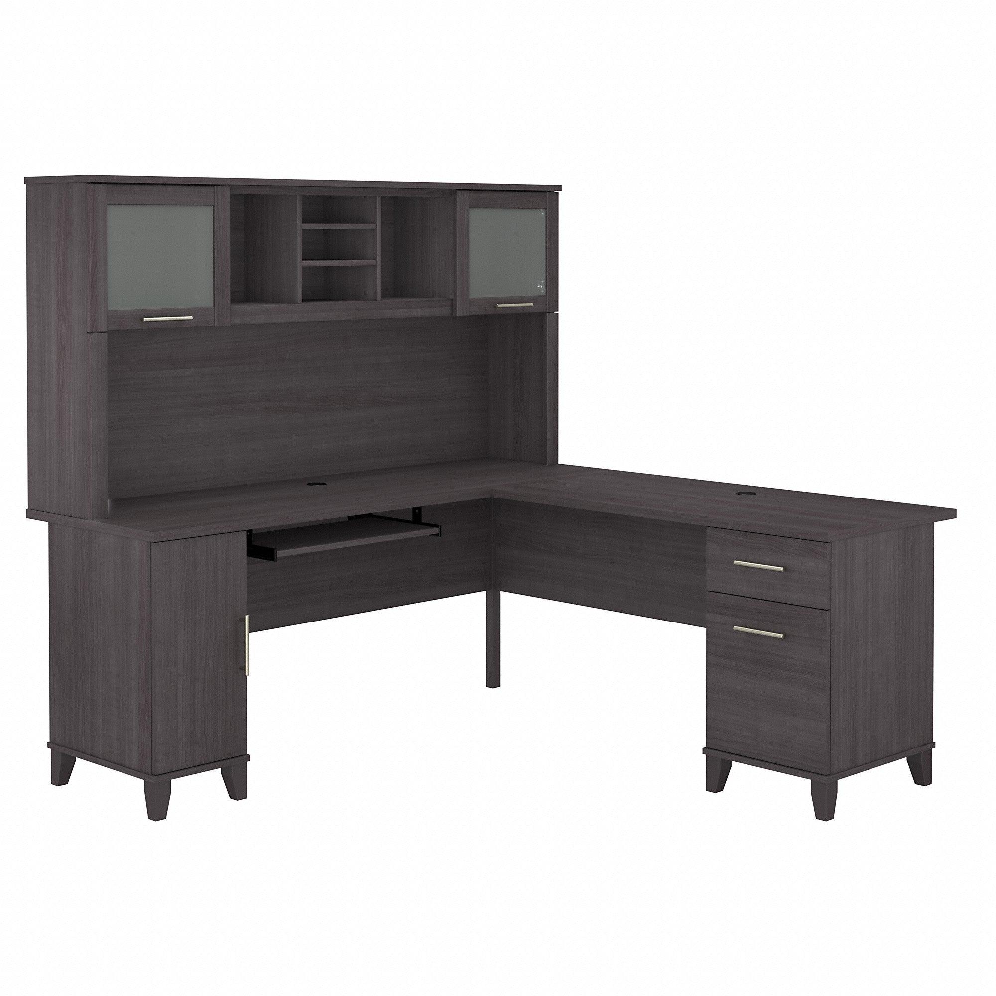 Bush Furniture Somerset 72W L Shaped Desk with Hutch | Storm Gray