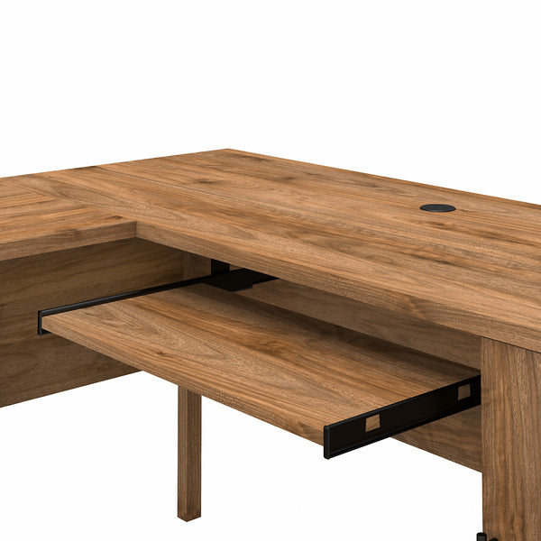 Bush Furniture Somerset 60W L Shaped Desk with Hutch | Fresh Walnut