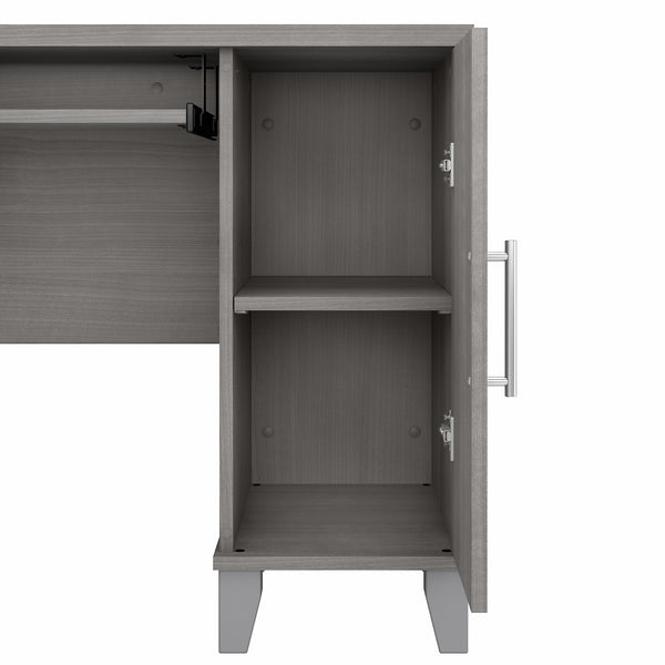 Bush Furniture Somerset 60W L Shaped Desk with Hutch | Platinum Gray