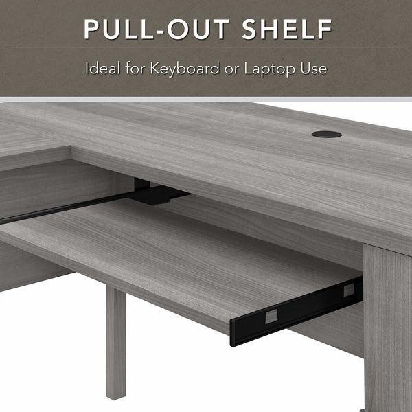 Bush Furniture Somerset 60W L Shaped Desk with Hutch | Platinum Gray